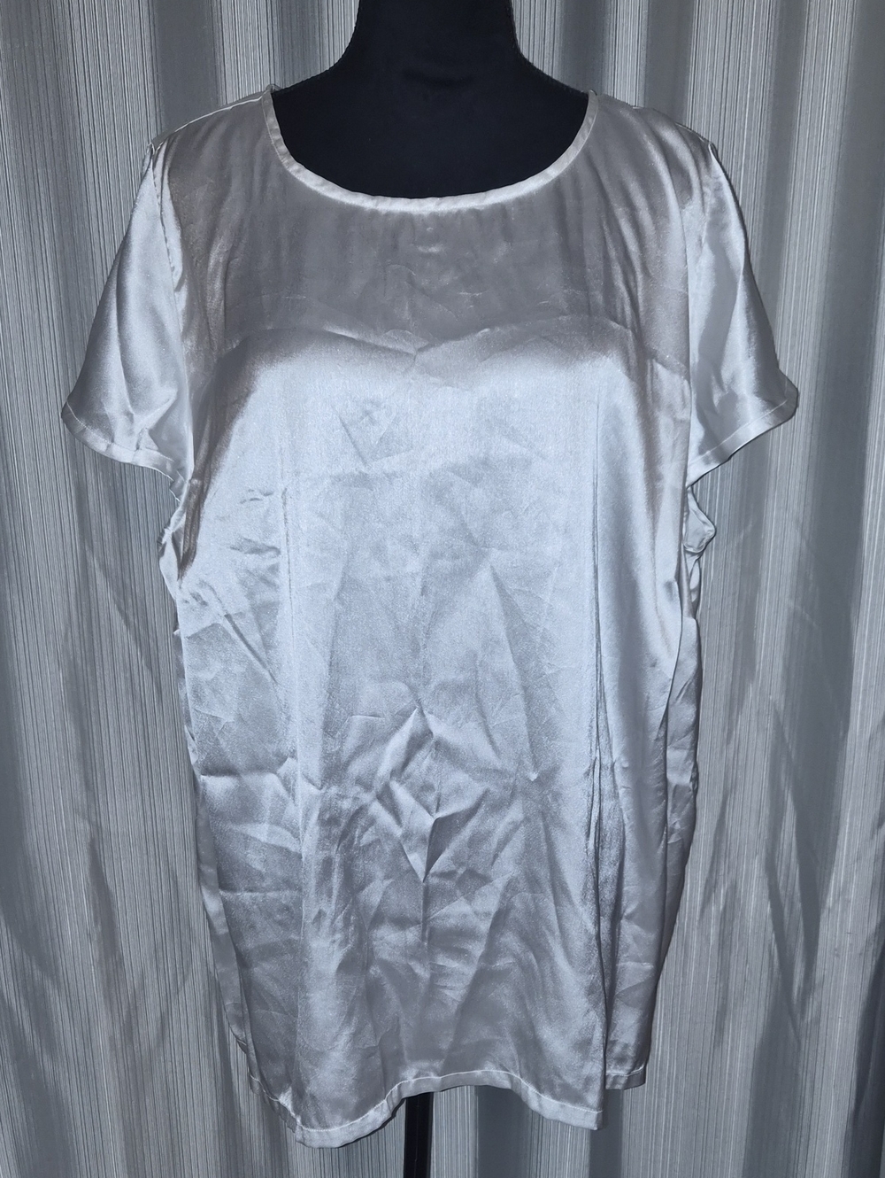 Jessica London Ivory Satin Short-Sleeve Blouse
